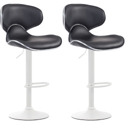Ensemble de 2 tabourets de bar Las Vegas V2 en similicuir blanc noir
