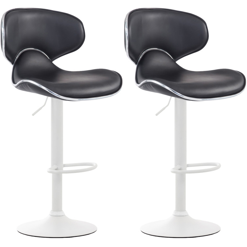 Lot de 2 tabourets de bar Las Vegas V2, similicuir, blanc/noir