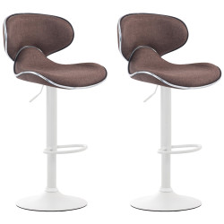 Conjunto de 2 banquetas de bar Las Vegas V2, tecido branco/marrom