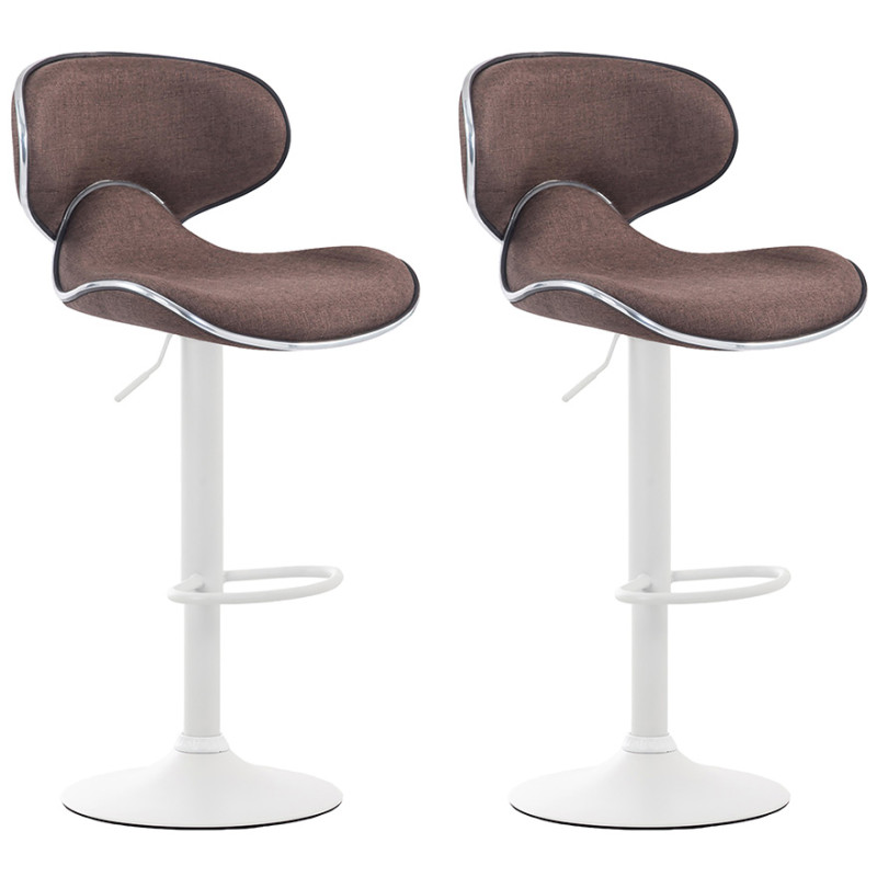 Ensemble de 2 tabourets de bar Las Vegas V2 en tissu blanc brun