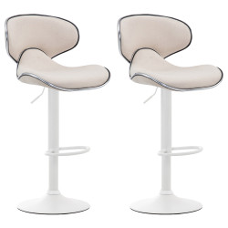 Conjunto de 2 banquetas de bar Las Vegas V2 em tecido branco e creme.