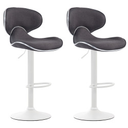 Ensemble de 2 tabourets de bar Las Vegas V2 en tissu blanc gris foncé