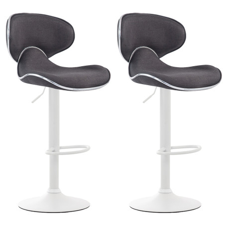 Ensemble de 2 tabourets de bar Las Vegas V2 en tissu blanc gris foncé