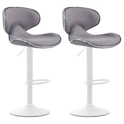 Ensemble de 2 tabourets de bar Las Vegas V2 en tissu blanc gris clair
