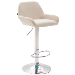 Ensemble de 2 tabourets de bar Braga, tissu, chrome et crème