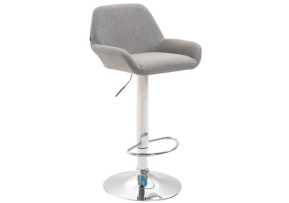 Lot de 2 tabourets de bar Braga, tissu, gris chromé