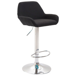 Lot de 2 tabourets de bar Braga, tissu, chrome, noir