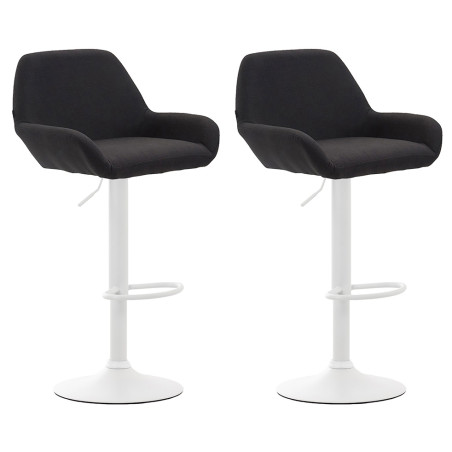 Lot de 2 tabourets de bar Braga, tissu blanc noir