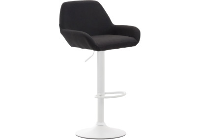 Lot de 2 tabourets de bar Braga, tissu, blanc/noir