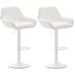 Lot de 2 tabourets de bar Braga, similicuir, blanc blanc