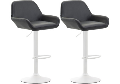 Conjunto de 2 banquetas Braga, em couro sintético, branco/preto