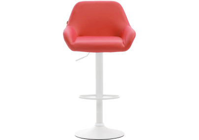 Set di 2 sgabelli da bar Braga, similpelle, bianco/rosso