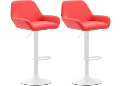 Set di 2 sgabelli da bar Braga, similpelle, bianco/rosso