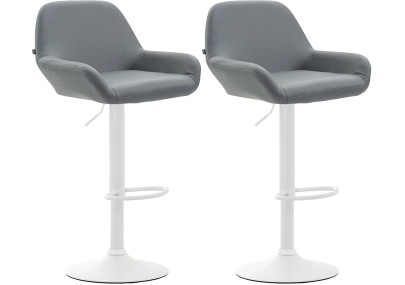 Set di 2 sgabelli da bar Braga, similpelle, bianco/grigio