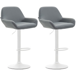 Lot de 2 tabourets de bar Braga, similicuir, blanc gris