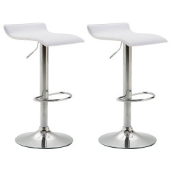 Ensemble de 2 tabourets de bar Dyn V2, similicuir, chrome, blanc