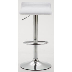 Juego de 2 taburetes de bar Dyn V2, piel sintética, cromados, blancos