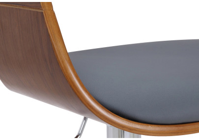 Sgabello da bar Kingston C, similpelle, noce/grigio