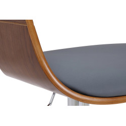 Tabouret de bar Kingston C, similicuir, noyer/gris