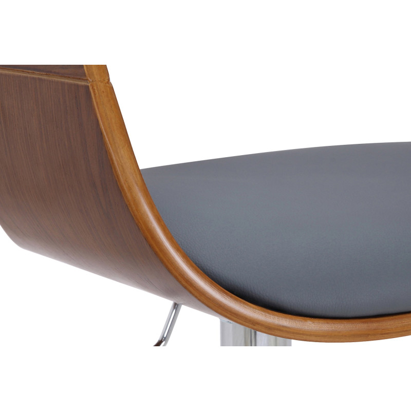 Sgabello da bar Kingston C, similpelle, noce/grigio