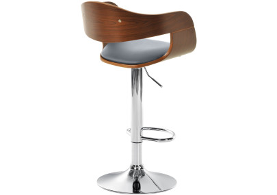 Sgabello da bar Kingston C, similpelle, noce/grigio