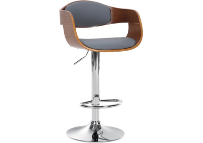 Sgabello da bar Kingston C, similpelle, noce/grigio