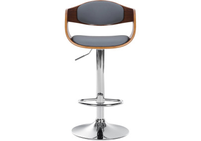 Tabouret de bar Kingston C, similicuir, noyer/gris