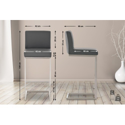 Ensemble de 2 tabourets de bar Paros en similicuir gris