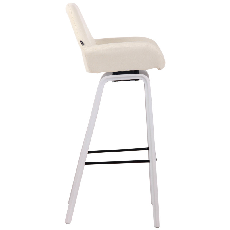 Tabouret de bar Newnan, tissu, structure à 4 pieds, blanc (chêne) crème