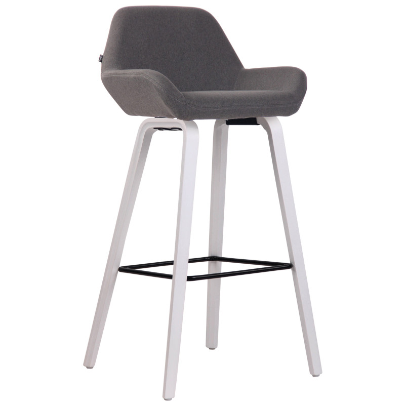 Tabouret de bar Newnan, tissu, structure à 4 pieds, blanc (chêne) gris foncé