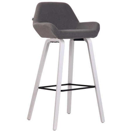 Tabouret de bar Newnan, tissu, piètement à 4 pieds, blanc (chêne) gris foncé