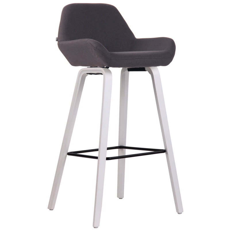 Tabouret de bar Newnan, tissu, piètement à 4 pieds, blanc (chêne) noir