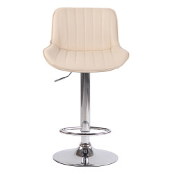 Tabouret de bar Lentini, similicuir, chromé crème