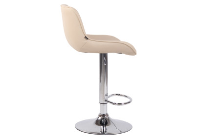 Taburete de bar Lentini, piel sintética, cromado, crema