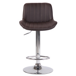 Tabouret de bar Lentini, similicuir, chromé, marron