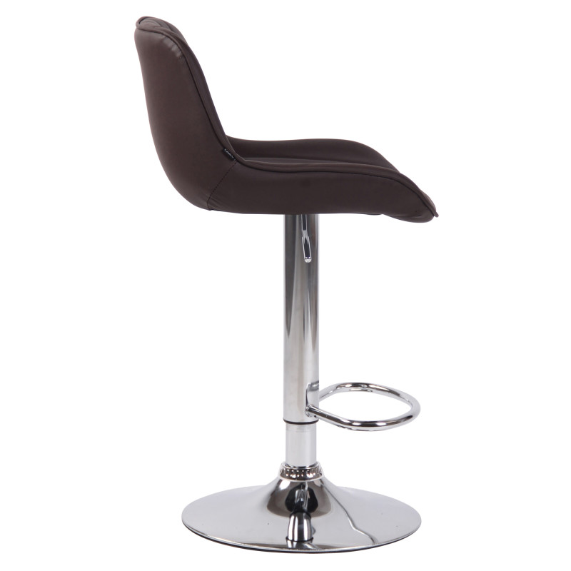 Tabouret de bar Lentini, similicuir, chromé brun
