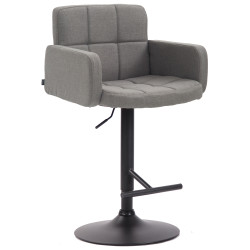 Tabouret de bar Los Angeles, tissu noir et gris