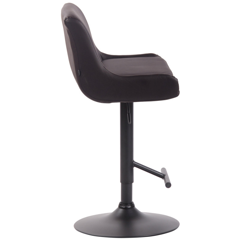 Tabouret de bar Club en similicuir noir et marron