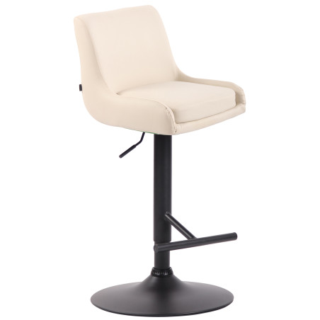 Tabouret de bar Club en similicuir noir crème