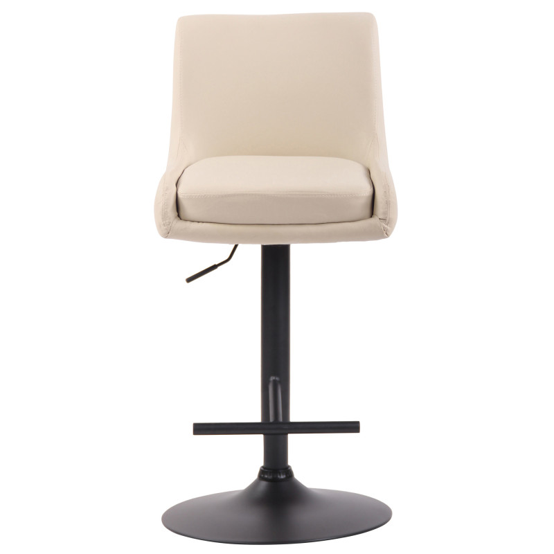 Tabouret de bar Club en similicuir noir crème