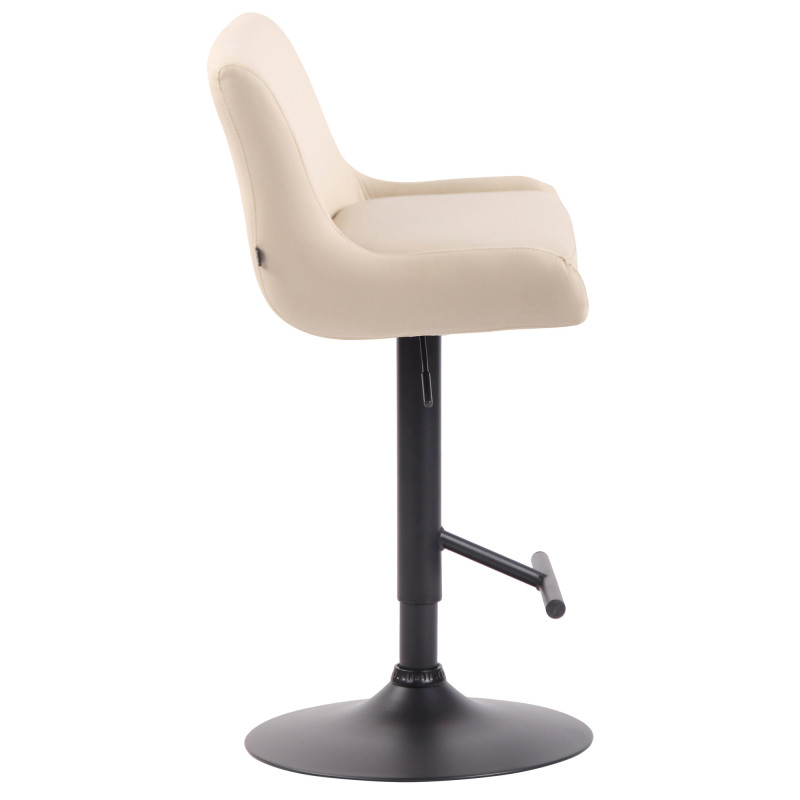 Tabouret de bar Club en similicuir noir crème