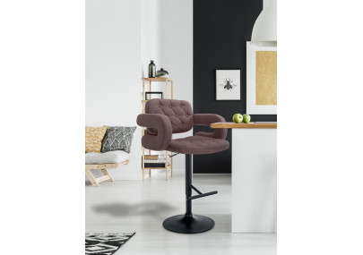 Tabouret de bar Dublin, tissu, noir/marron