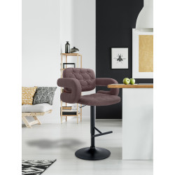 Tabouret de bar Dublin, tissu, noir/marron