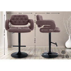 Tabouret de bar Dublin, tissu noir brun