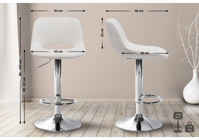 Lot de 2 tabourets de bar Camden en velours chromé et crème