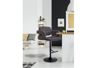 Tabouret de bar Dublin, tissu, noir/gris foncé