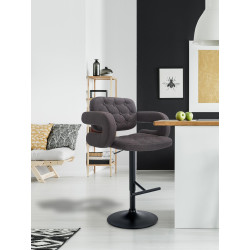 Tabouret de bar Dublin, tissu noir gris foncé