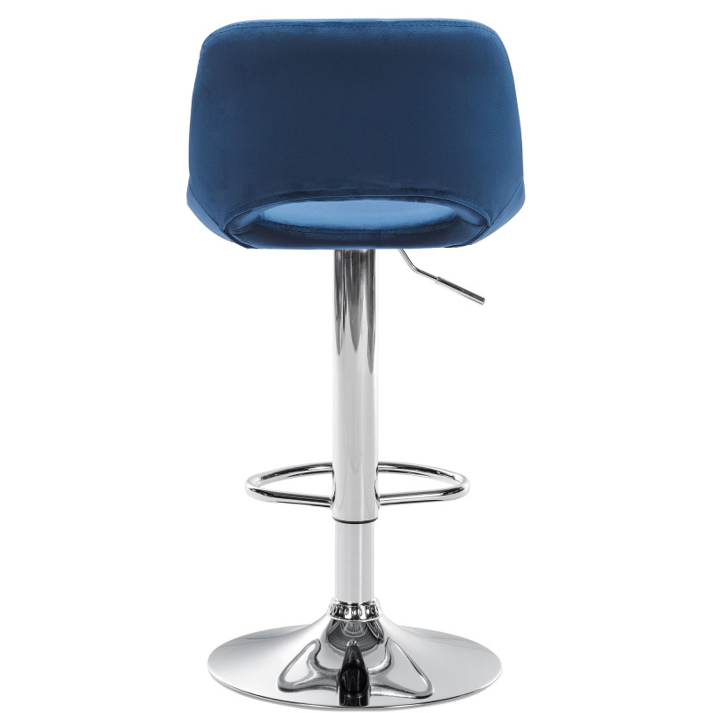 Lot de 2 tabourets de bar en velours Camden en chrome bleu