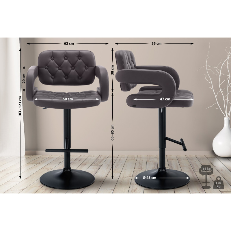 Tabouret de bar Dublin, noir brun