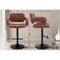 Tabouret de bar Dublin, noir Cognac